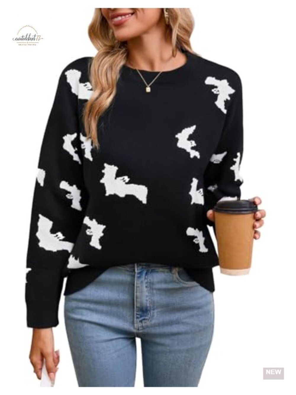 Women's Cable Knit Halloween Pullover Sweater Crew Neck Long Sleeve
